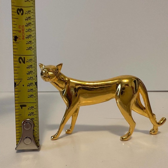 THE FRANKLIN MINT curio cabinet cats collection "Art Deco" Brass Cat -VINTAGE - Picture 8 of 9